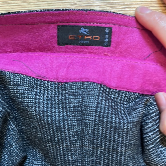 ETRO MILANO men suit jacket. British double vent & magenta collar. Made in Italy - Picture 6 of 12